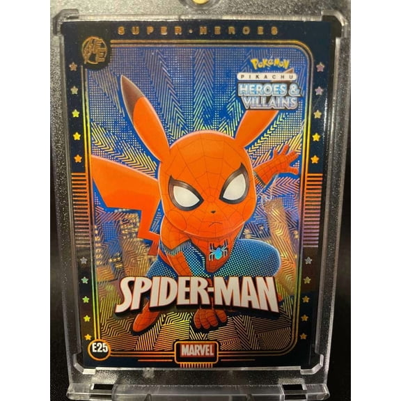 2025 Pokemon Pikachu Heroes & Villains Pikachu Spider-Man Gold Refractor #E25 English Card