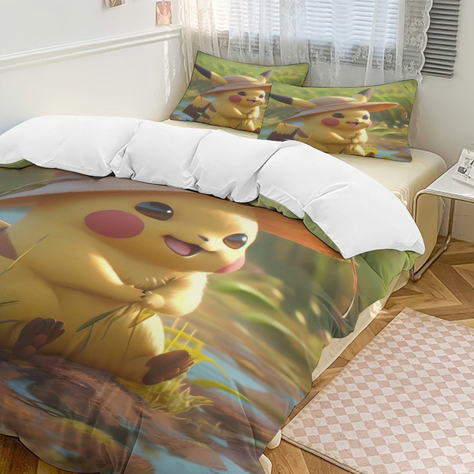 Pikachu Kids Bedding Sets Super Soft 1 Comforter Cover And 2 Pillowcase