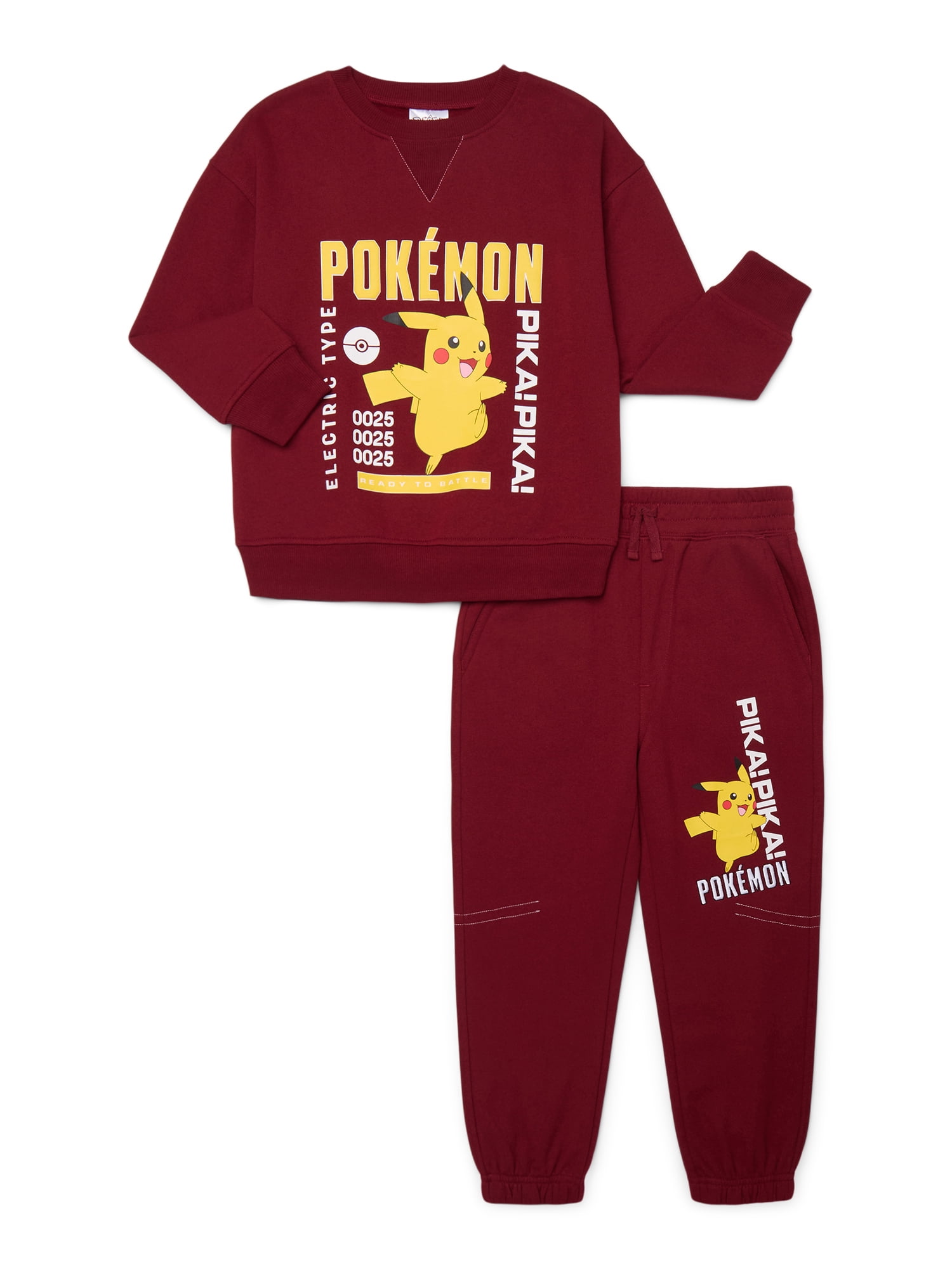 Pokemon Boys Pikachu Fleece Graphic Sweatshirt and Jogger Pants Set, 2-Piece, Sizes 4-18