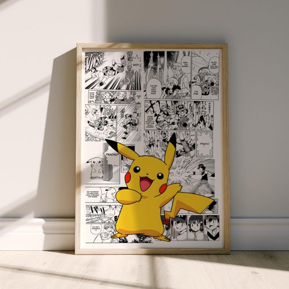Pikachu Manga Panels Anime poster Wall Art Decor 24x36 UNFRAMED