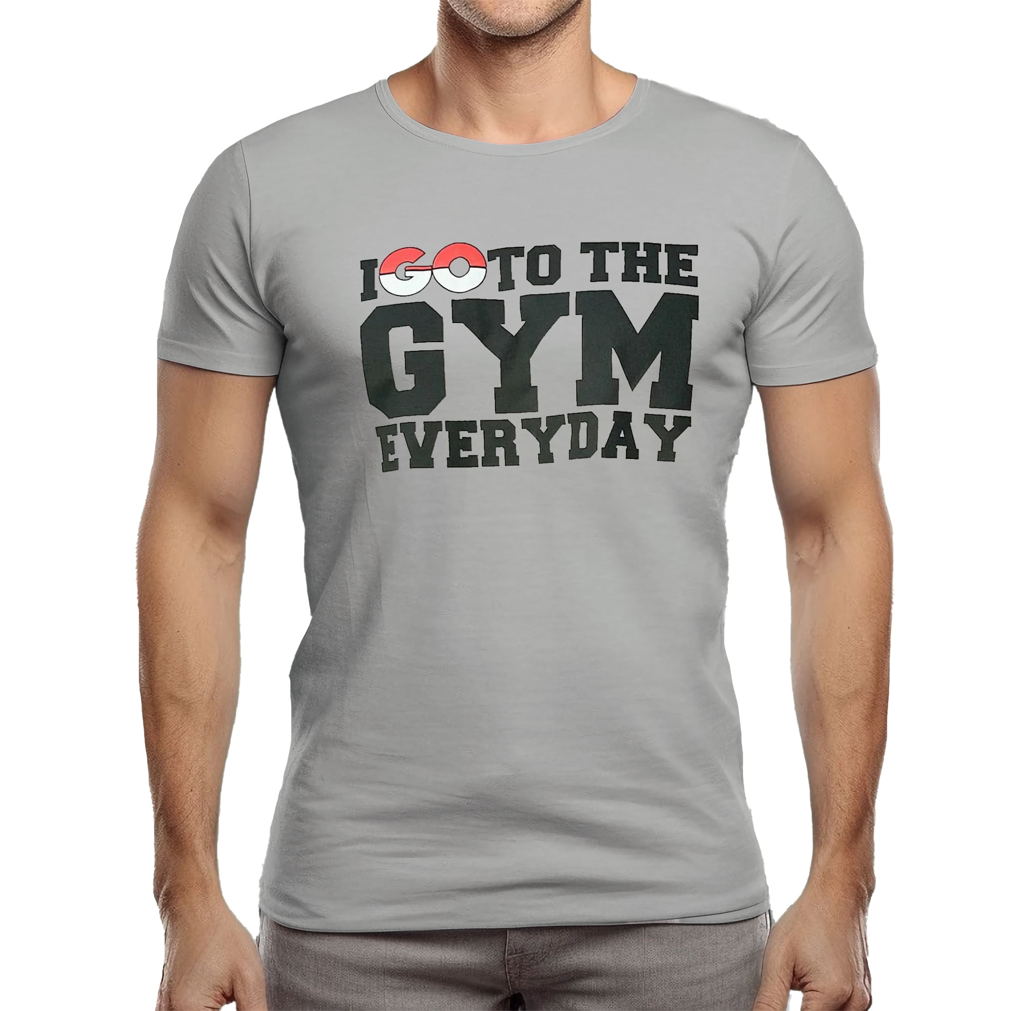 Pikachu Men Pokemon T-shirt Go to gym short sleeves T-shirt Grey L