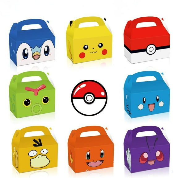 Pikachu Party Boxes,24pcs Pikachu Paper Box/Pikachu Treat Boxes/Pikachu Goodie Boxes, Pikachu Candy Boxes for Pikachu Birthday Decorations 6.2 x 3.7 x 3.7 Inches