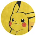 Pikachu Round Coral Velvet Floor Mat，Washable Round Rug for Bathroom