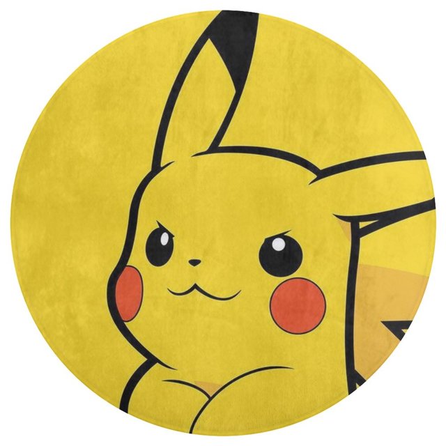 Pikachu Round Coral Velvet Floor Mat，Washable Round Rug for Bathroom