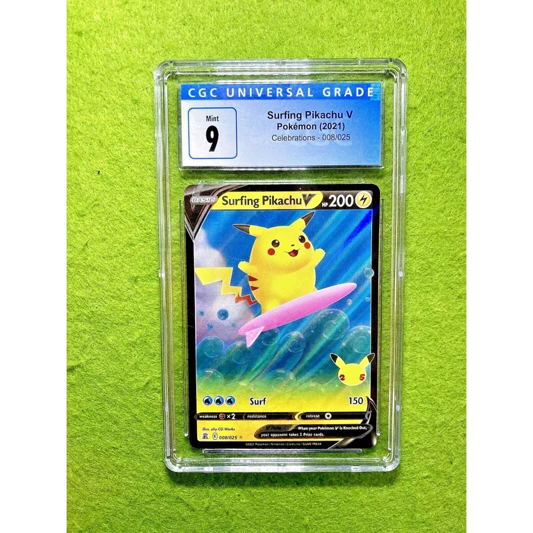 Pikachu SURFING POKEMON CARD CELEBRATIONS FULL ART 2021 Pokmon TCG CGC 9  MINT - Walmart.com