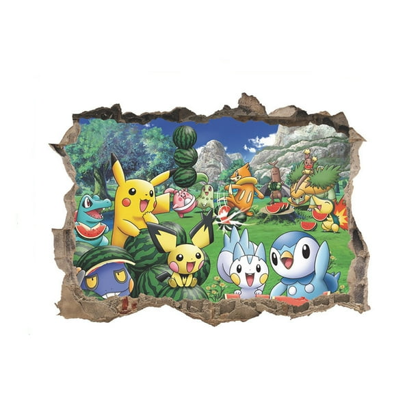 Pikachu Sticker Children's Cartoon Bedroom Background Wall Decoration Wall Sticker PVC