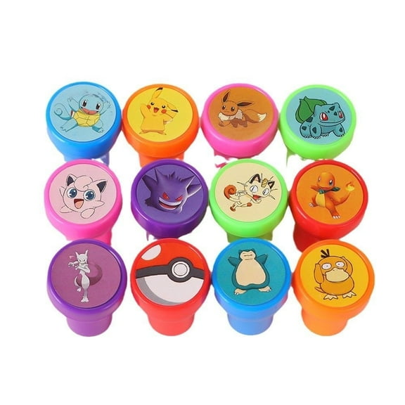 Pikachu Themed Stampers, 12 Pcs PikachuBirthday Party Supplies, Goody Bag Treat Bag Stuff for Pikachu Birthday Party Gifts