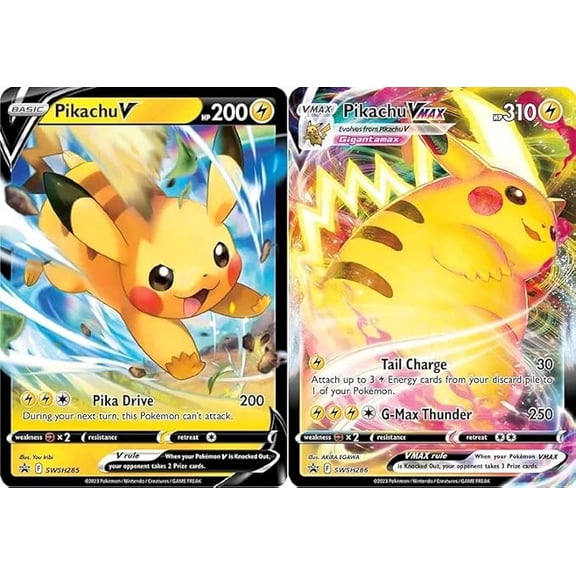 Pikachu V & Vmax SWSH285 - SWSH286 - Pokemon Black Star Promo Card Set - Crown Zenith