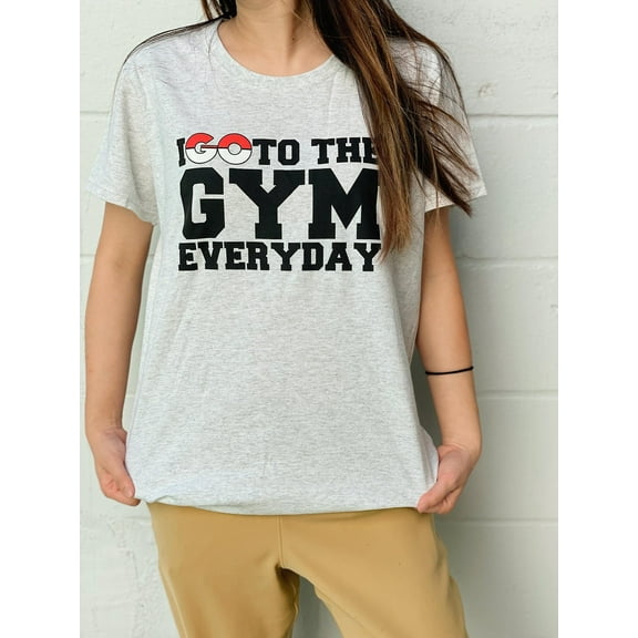 Pikachu Women Pokemon T-shirt Go to gym short sleeves T-shirt Grey M