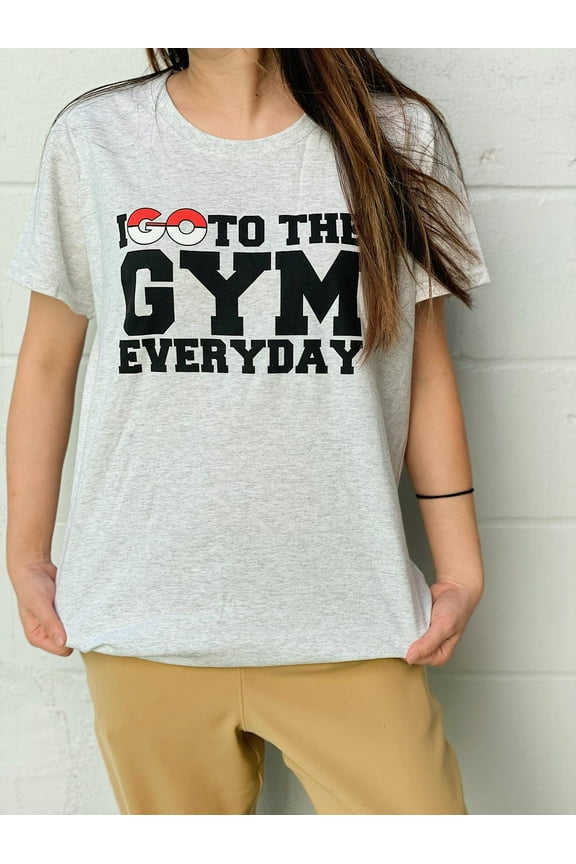 Pikachu Women Pokemon T-shirt Go to gym short sleeves T-shirt Grey S