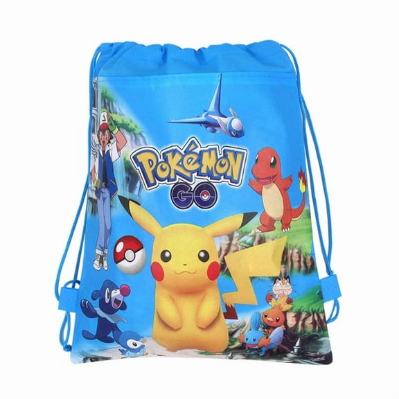Pikachu non-woven fabric drawstring bag, birthday gift bag, drawstring bag, storage bag, schoolbag