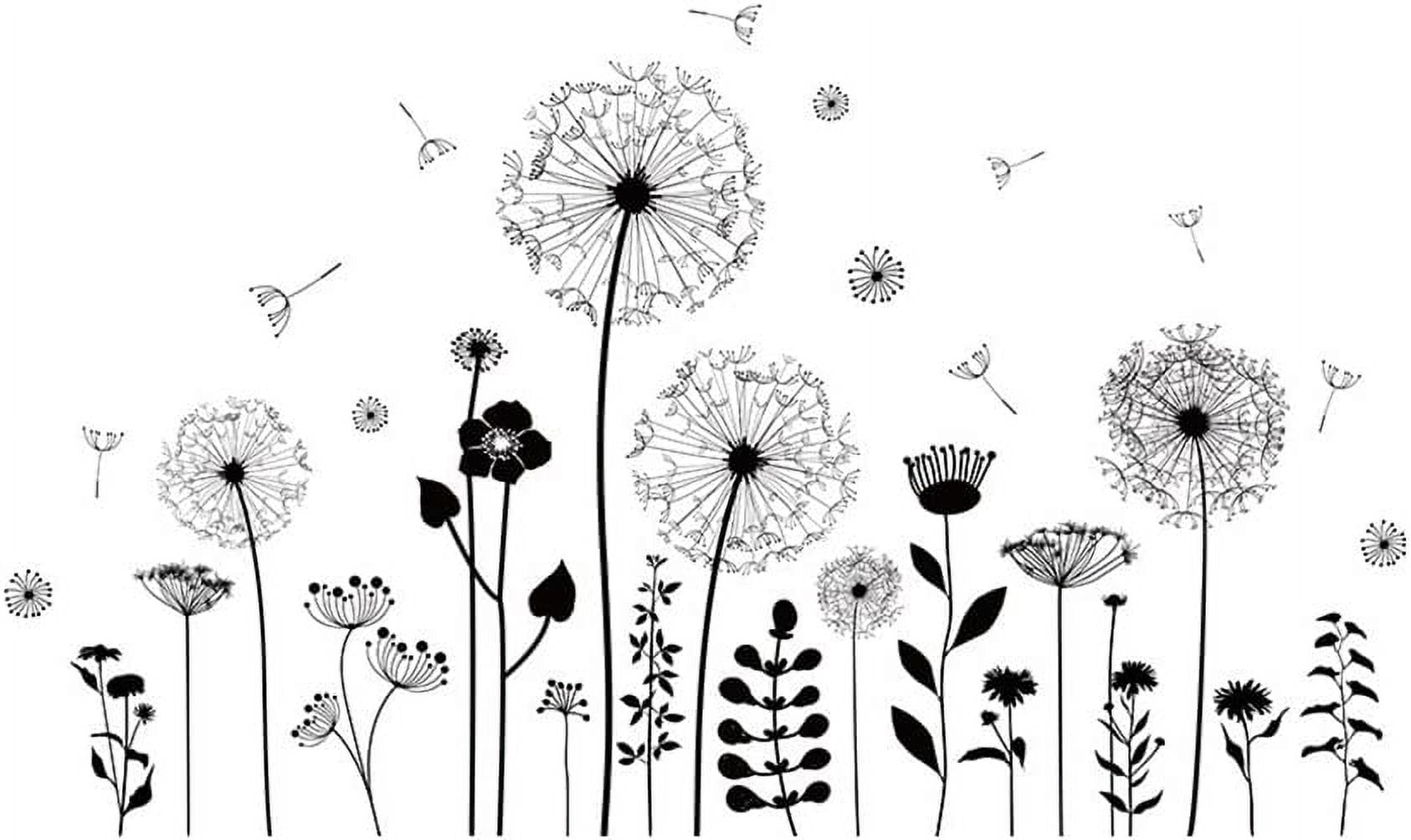 Pikadingnis Dandelion Wall Stickers Decals Flower Decor Set Floral