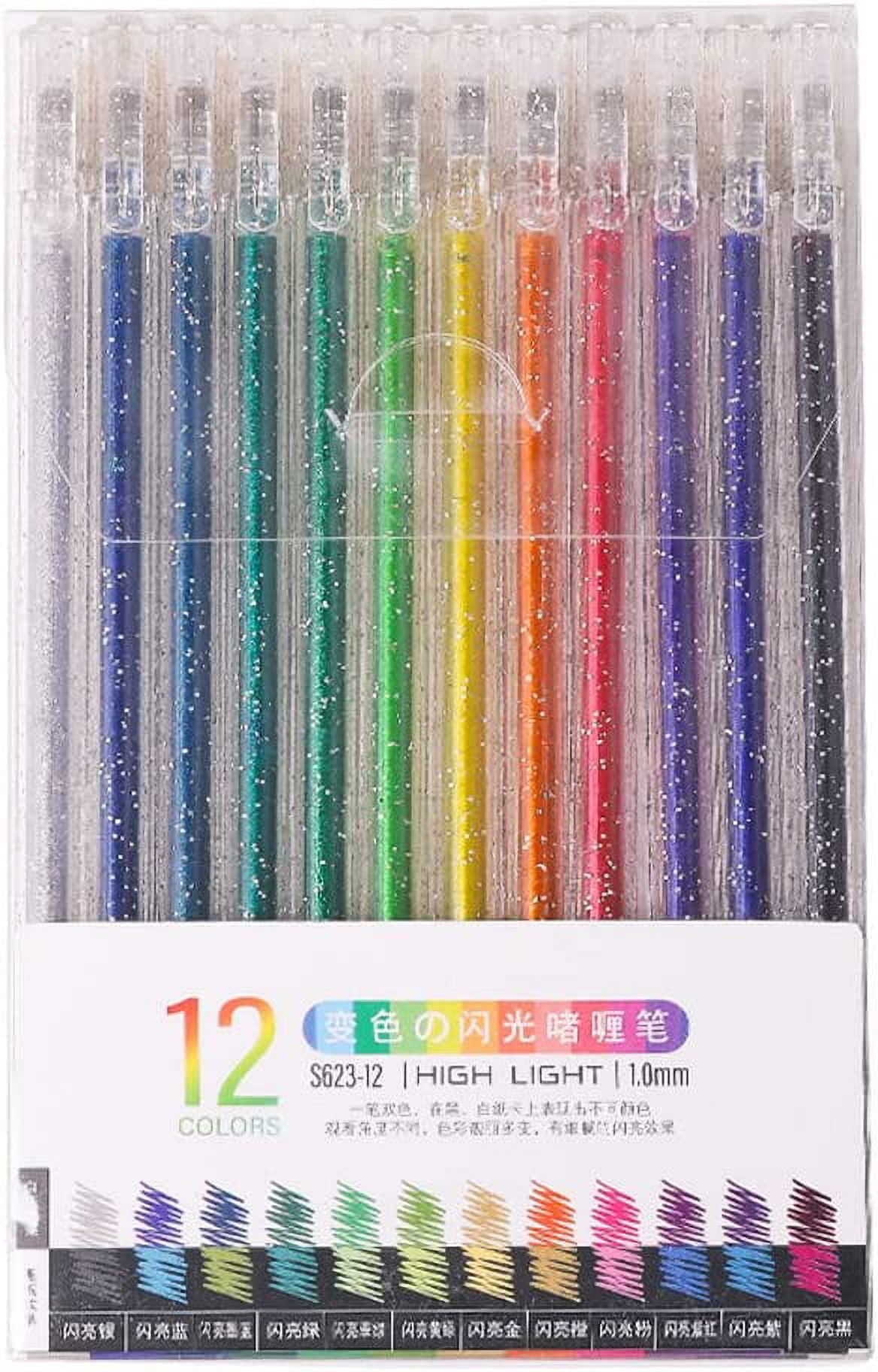 Pikadingnis Glitter Gel Pens, Set of 12, Multicolor Pens for Arts and  Crafts, Sparkle Double Color Art Gel Pen Kit for Greeting Cards, Art  Drawing, 1mm Thin Tip Colorful Marker Pen for