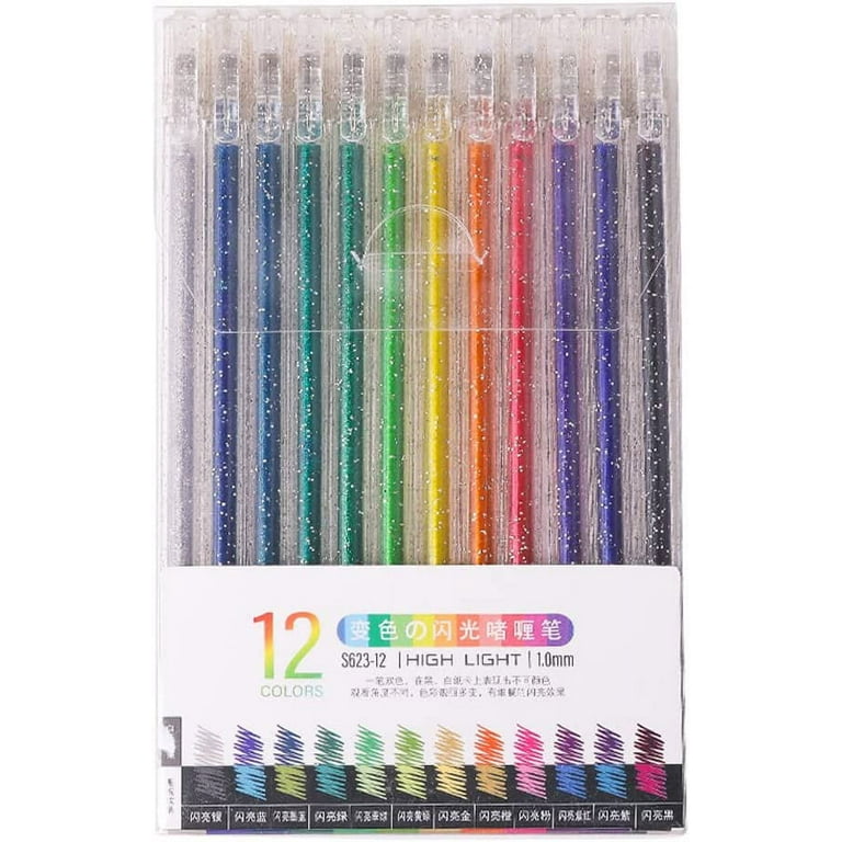 Colorful Art Co. Glitter Gel Pens for Kids & Adults - Set of 12 w/ 1 mm  Fine Tip Pen - Sparkly Glitter Pens for Colouring, Drawing, Journaling, on  OnBuy