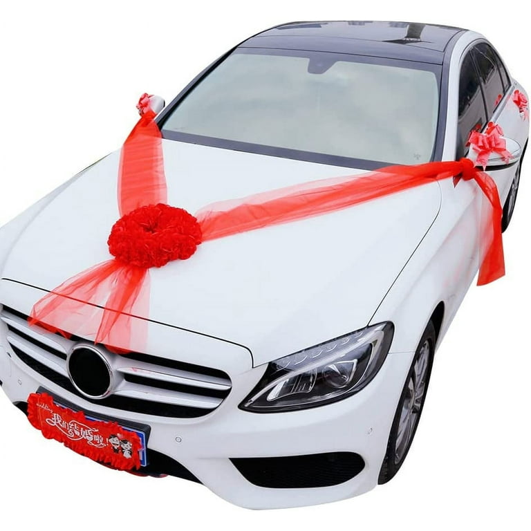 Wedding Car Front Flower Decoration Artificial Flowers with Ribbon