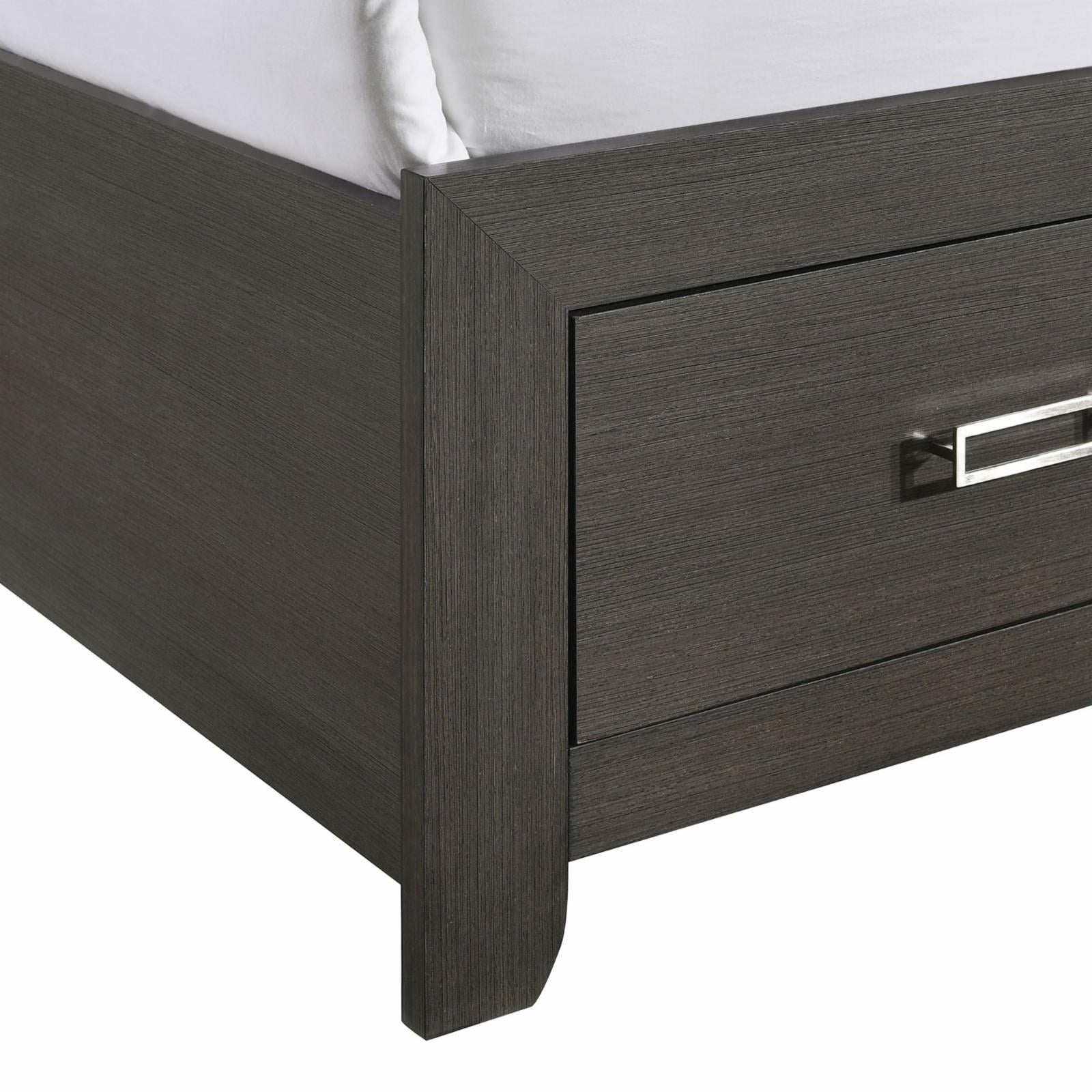 King Dark Gray Platform Storage Bed with LED Lights and Bluetooth Speakers