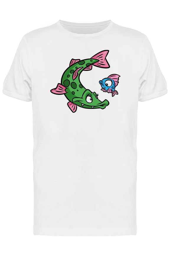 Pike Fish Family Cartoon T-Shirt Men -Image by Shutterstock, Male x-Large