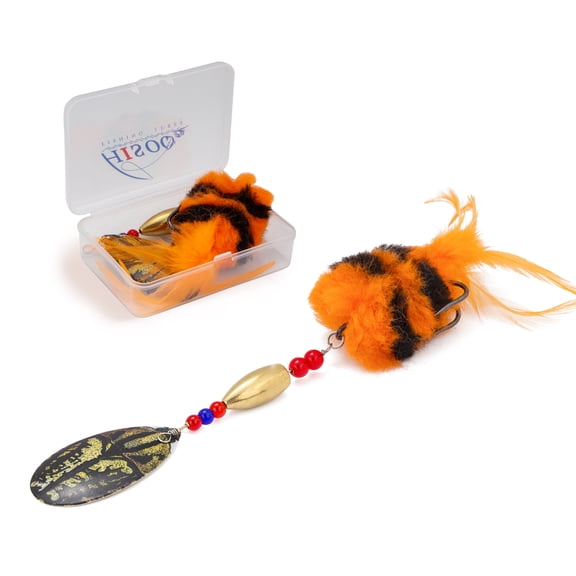 Pike Musky Walleye Fishing Lure Spinnerbait with Feathered Hooks Rooster Tail Fishing Lures Spoon Lures Baits with Tackle Box