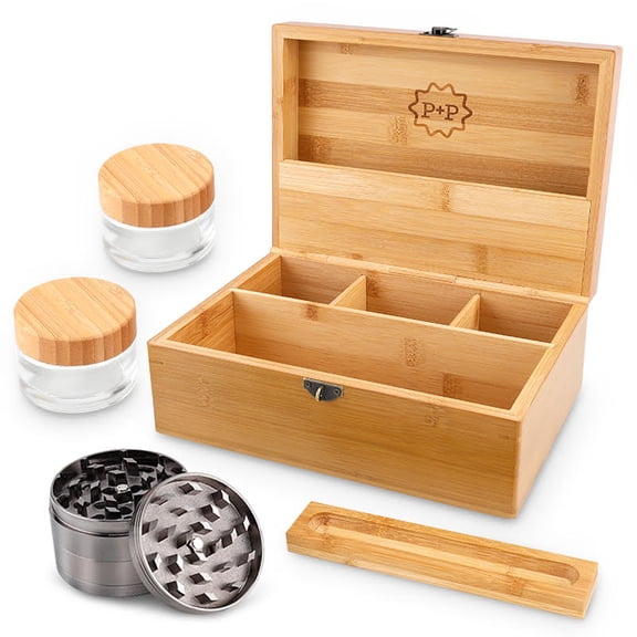 Pike & Pine 4 in Decorative Bamboo Decorative Boxes, Brown