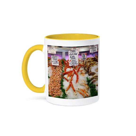 Pike Place Market, Seattle, Washington, Usa - Us48 Jwi4165 - Jamie And Judy Wild, 15oz Two-Tone Yellow Mug