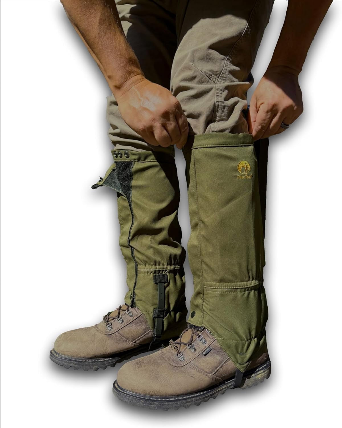Pike Trail Adjustable Leg Gaiters - Lightweight, Waterproof - Leg Guards for Men & Women - Hiking Essentials Ideal for Hunting, Trekking & Fishing - Olive Drab - 1 Pair