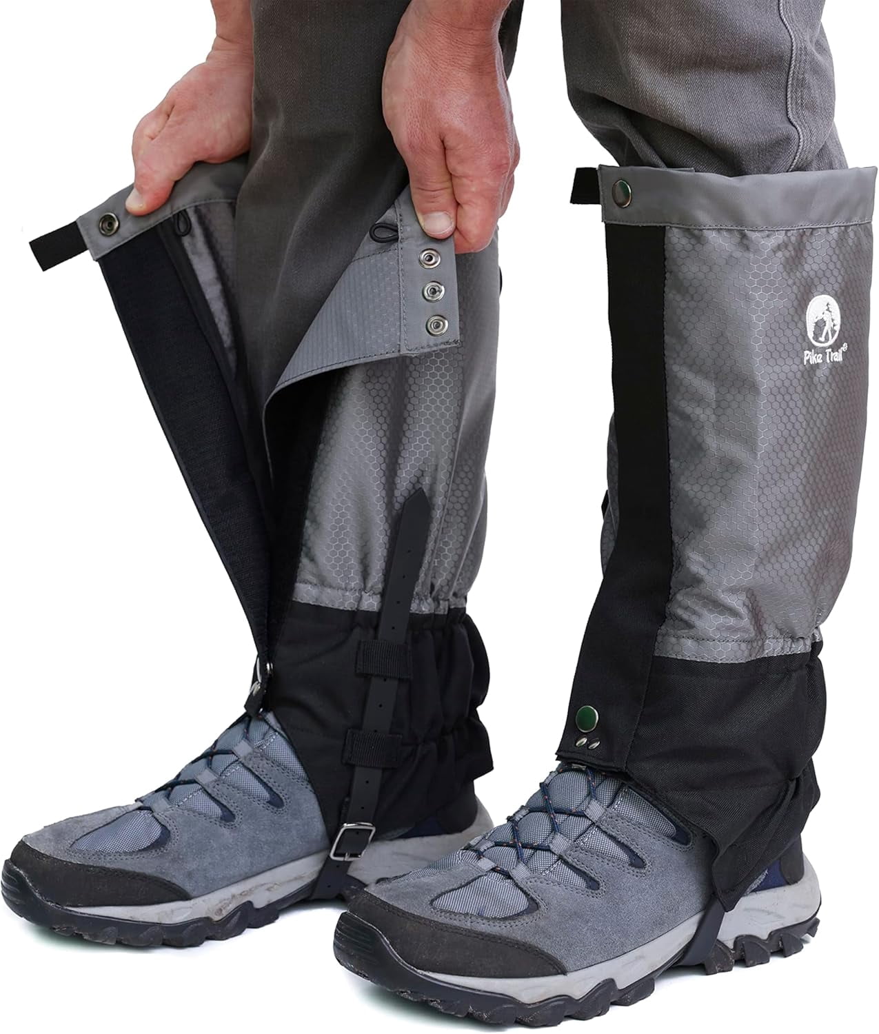 Pike Trail Adjustable Leg Gaiters - Lightweight, Waterproof - Leg Guards for Men & Women - Hiking Essentials Ideal for Hunting, Trekking & Fishing - Overcast Gray - 1 Pair