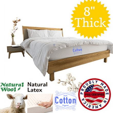Pike's Brand Green Cotton, Wool & Latex Mattress - No Springs - Made in The USA Organic and Natural Twin Size (38"x75"x8")