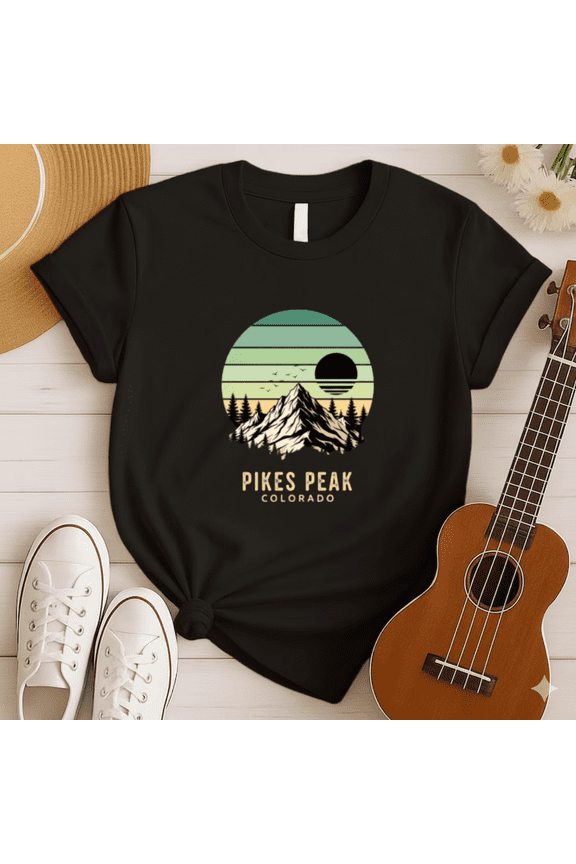 Pikes Peak Colorado Retro Sunset Mountain Vintage T-shirt, for men & women, S-5XL