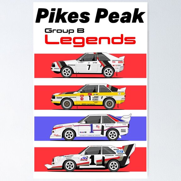 Pikes Peak Group B Rally Legends Racing Sports Cars Wall Decor, Unframed Poster