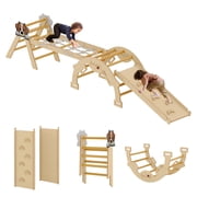 Pikler Triangle Set, 4 in 1 Toddler Climbing Toys Indoor with Ramp, Arch and Ladder, Climbing Set with Wood Construction, Jungle Gyms for Toddlers 1-3, Baby, Kids
