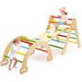 thumbnail image 1 of Pikler Triangle Set, 5 in 1 Wooden Montessori Climbing Toys Baby Indoor Playground Gym, Foldable Indoor Climbing Toys with Ramp, Arch Climber, Baby Climbing Toys for Toddlers 1-3 Inside-Small, 1 of 6