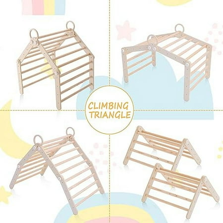 Pikler Triangle Set 7 in 1, Foldable Transformable Wooden Montessori Climbing with Arch and Ramp, Wood Play Gym, Toddler Gym for 2-6 Years.