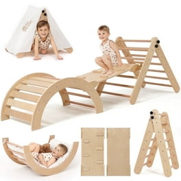 in Pikler Triangle Set, Wooden Montessori Toddler Climbing