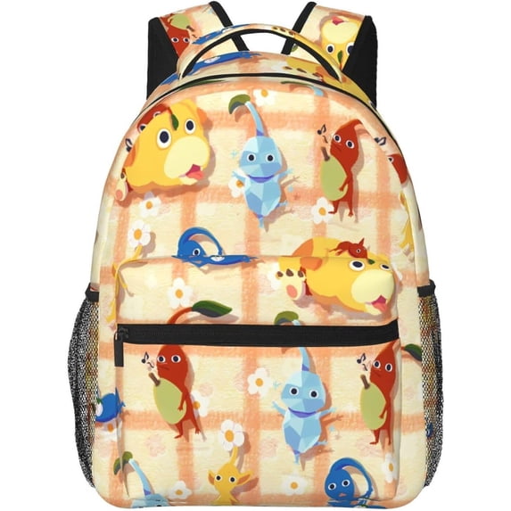 Pikmin Backpack Laptop Daypack Leisure Travel Backpack 15.7 inch Adjustable Shoulder Strap Hiking Knapsack
