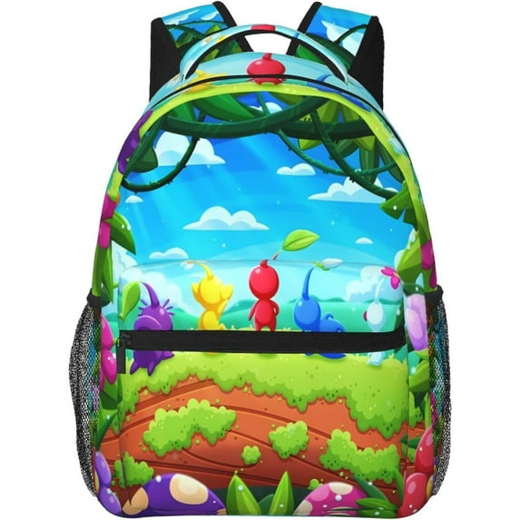 Pikmin Backpack Laptop Daypack Leisure Travel Backpack 15.7 inch Adjustable Shoulder Strap Hiking Knapsack