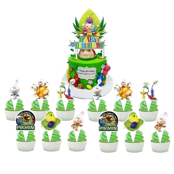 Pikmin Cake Topper Cupcake Set Party Supplies Decoration Birthday Decor Kit