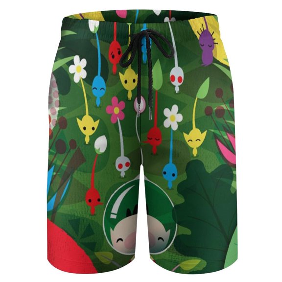 Pikmin Children's Swim Trunks Printed Beach Board Shorts Quick Dry Swimwear Casual Swimming Shorts M