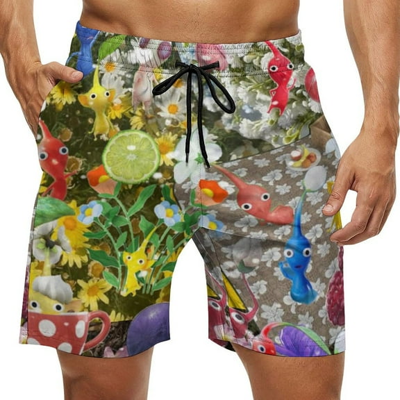 Pikmin Men's Swim Trunks Quick Dry Swim Shorts Swimwear Bathing Suits Swimming Board Shorts S