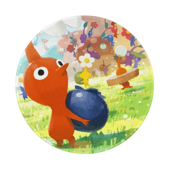 Pikmin Non-Slip Rubber Base Mouse Mat 8 Inch Round Mouse Pad With Stitched Edge For Working And Gaming 1 Pcs