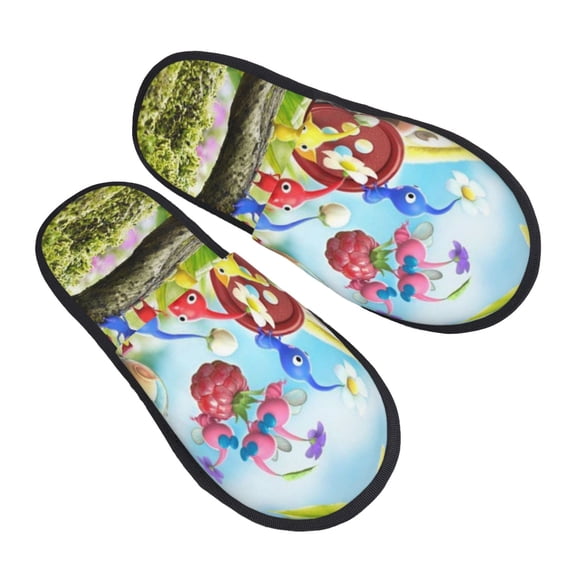 Pikmin Plush House Shoes Warm Fluffy Slippers Furry Lightweight Indoor Slippers For Home, Hotel, Office, Travel Large