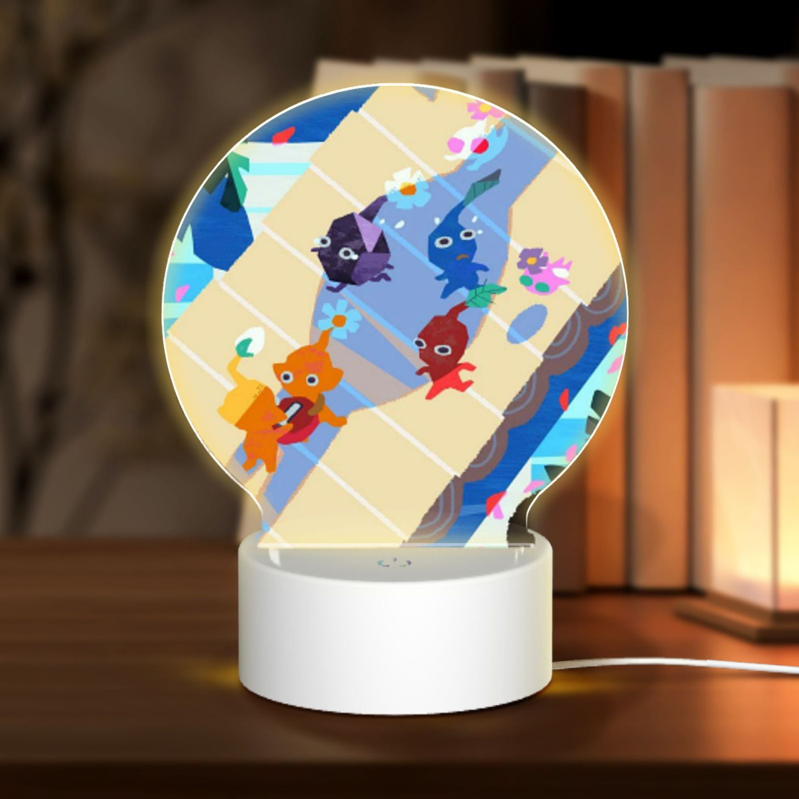 Pikmin Round Acrylic Night Light 3-Color Touch Control Sleep Light ...