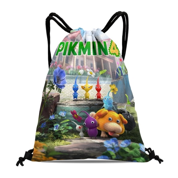 Pikmin-theme Drawstring Backpack Sports Gym Bag Water Resistant String Bag Cinch Bag,12‘’X16‘’(30X40cm)