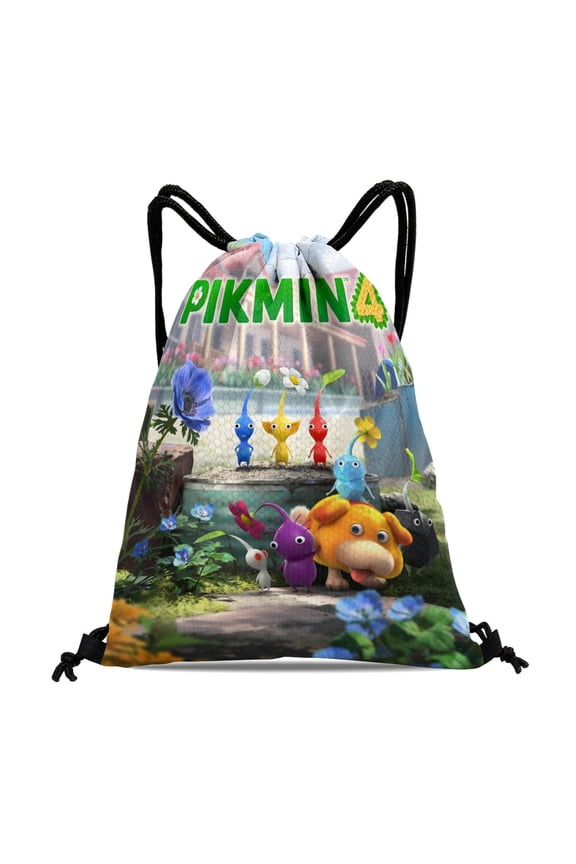 Pikmin-theme Drawstring Backpack Sports Gym Bag Water Resistant String Bag Cinch Bag12X1630X40cm