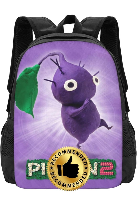 Pikmini Backpack Black Backpack Cartoon Game Backpacks Lightweight Durable Travel Backpack Laptop Backpack Game Fan Gift, 17 in