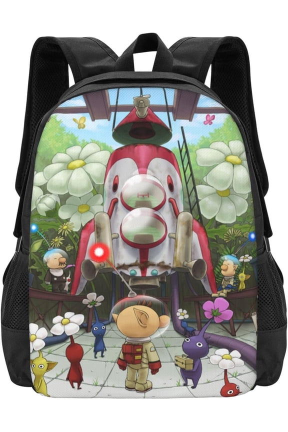 Pikmini Backpack Cartoon Backpack Game Backpack Lightweight Durable Travel Backpack Laptop Backpack 3D Printed Casual Backpack Unisex Game Fan Gift