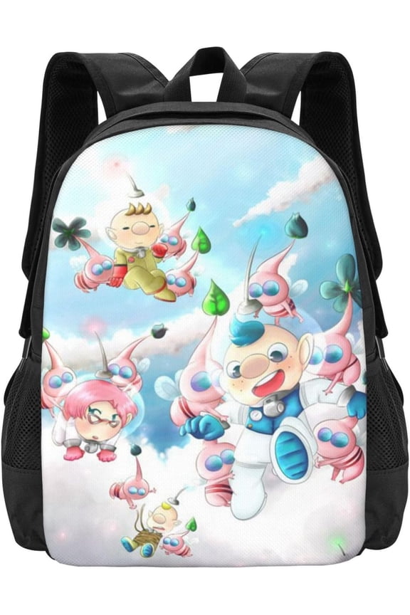 Pikmini Backpack Cute Backpack Cartoon Game Casual Backpack Lightweight Large Capacity Travel Backpack Laptop Bag Game Fan Gift, 17 in