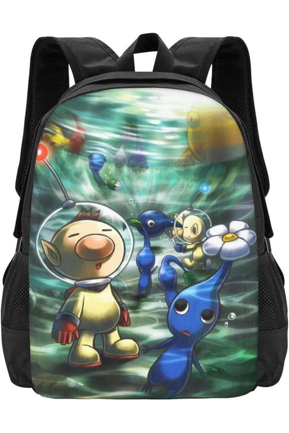 Pikmini Laptop Backpack Novelty Game Backpack Casual Backpack Lightweight Durable Backpack Cartoon Backpacks Fan Gift