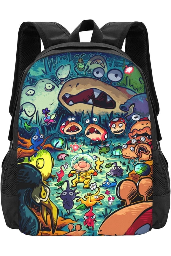 Pikmini Novelty Game Backpack Backpack Lightweight Large Capacity Travel Laptop Backpack Cute Backpack Casual Daypack Game Fan Gift