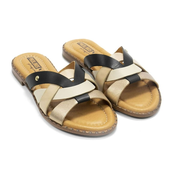 Pikolinos Women's Algar Leather Slide Sandals, Black,5.5-6 M US