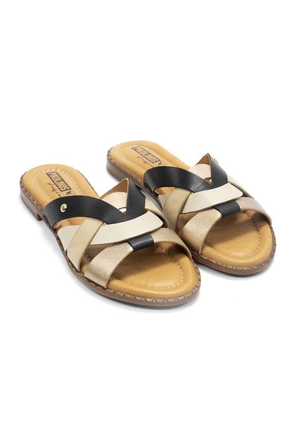 Women's Algar Leather Slide Sandals, Black,5.5-6 M US